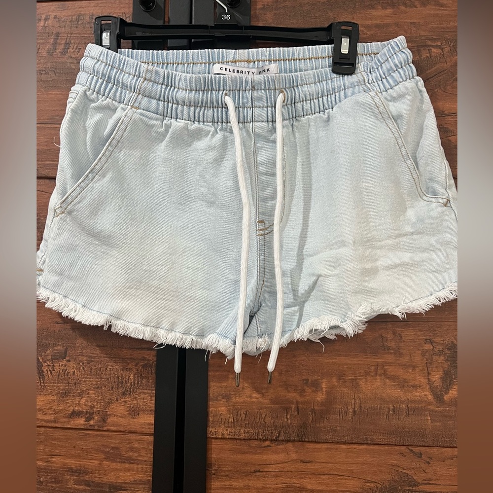 Denim shorts with drawstring